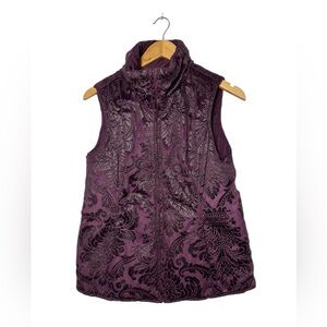 Ariat Reversible Puffer Vest Purple / Floral Paisley Print Pockets Warm Size Med